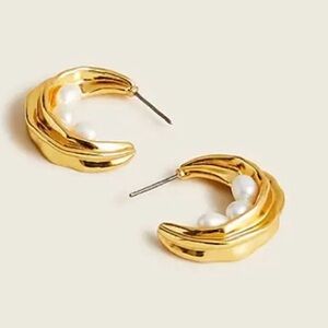 J. Crew Nested freshwater pearl hoop earrings